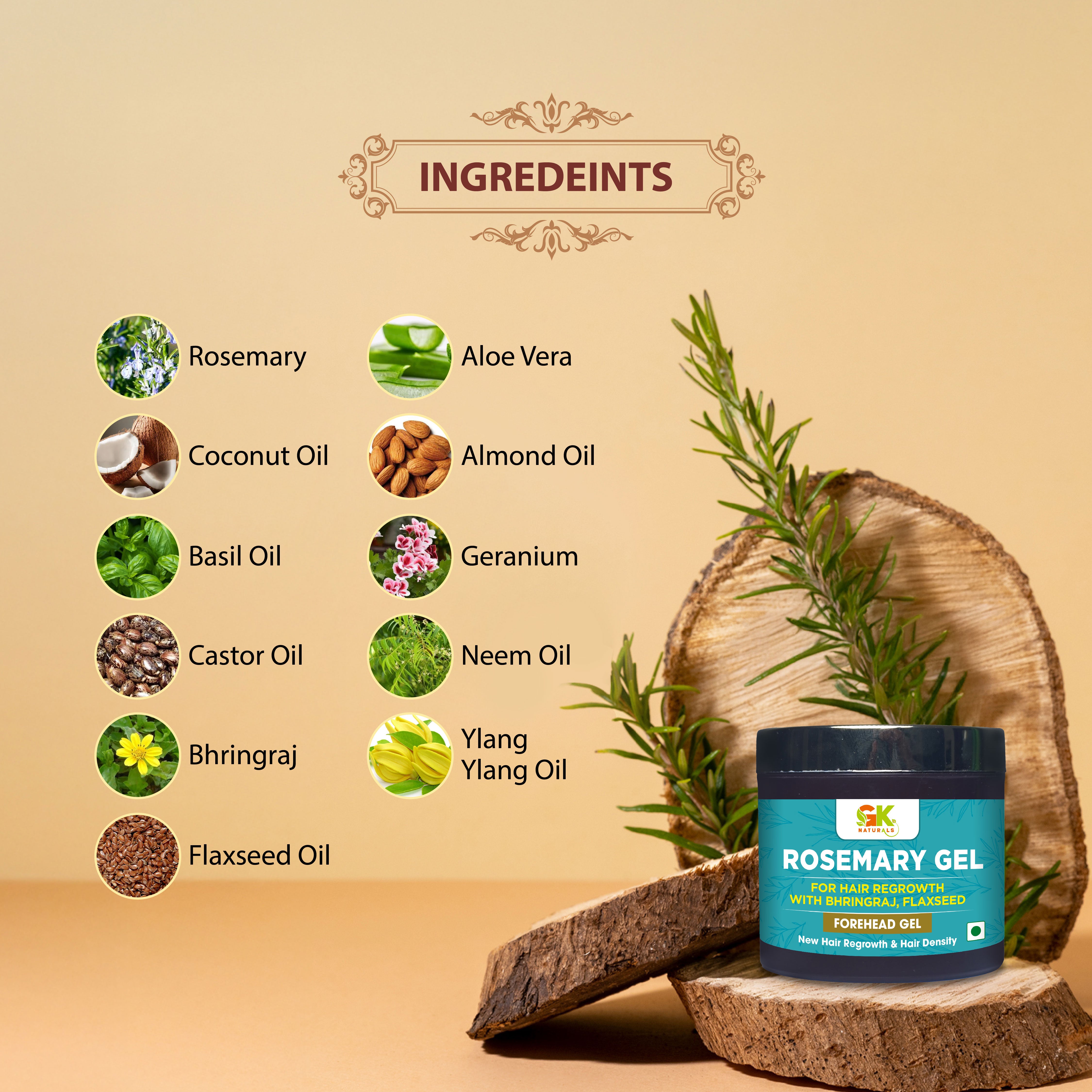 Rosemary Gel For Hair Growth with Bhringraj, Flaxseed